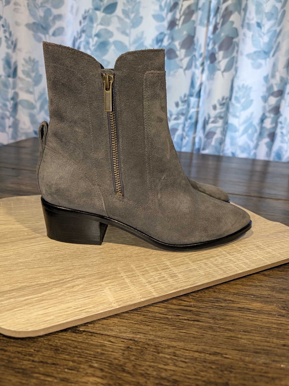 Cole Haan Gray Suede Ankle Booties with Side Zip